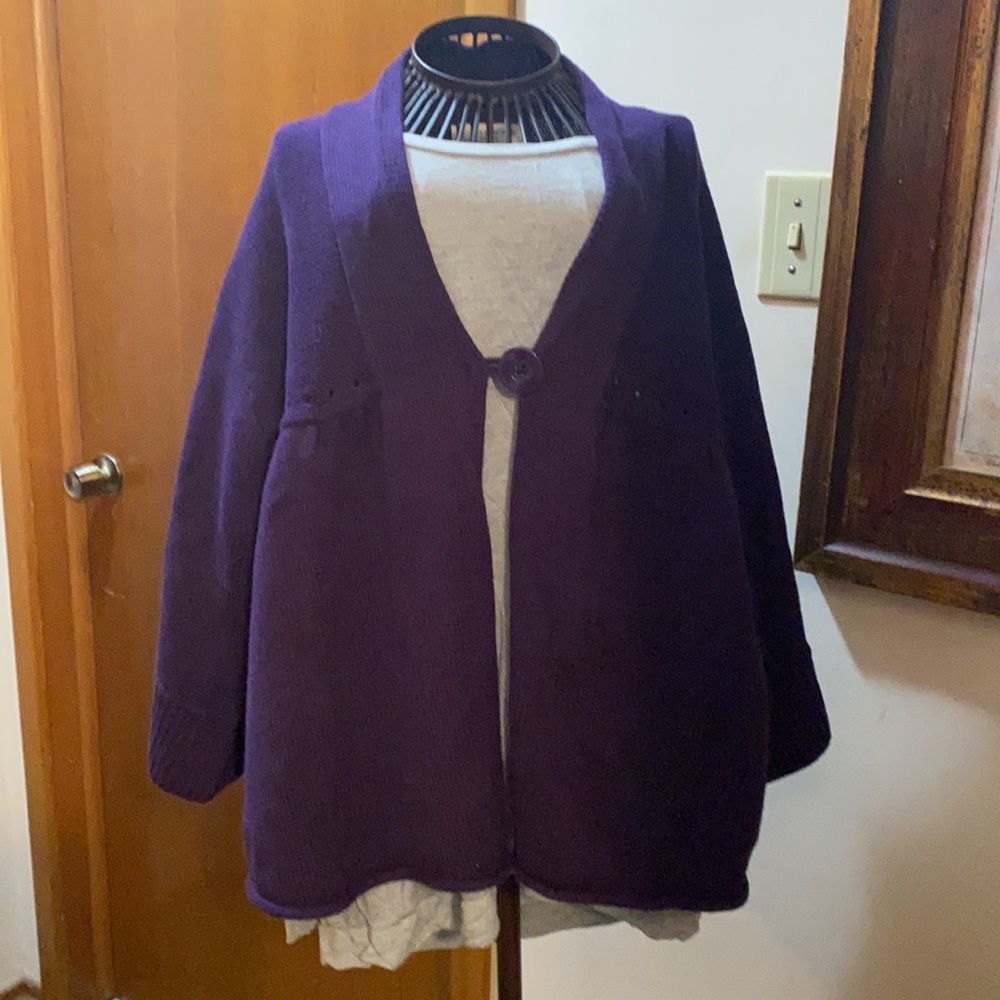 Purple Button Front Cardigan